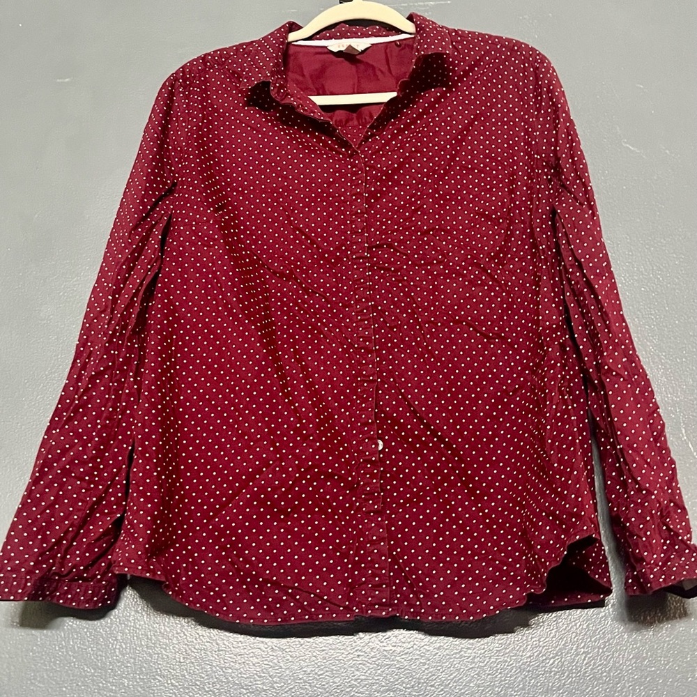 Esprit Burgundy Long Sleeve Button Down Shirt